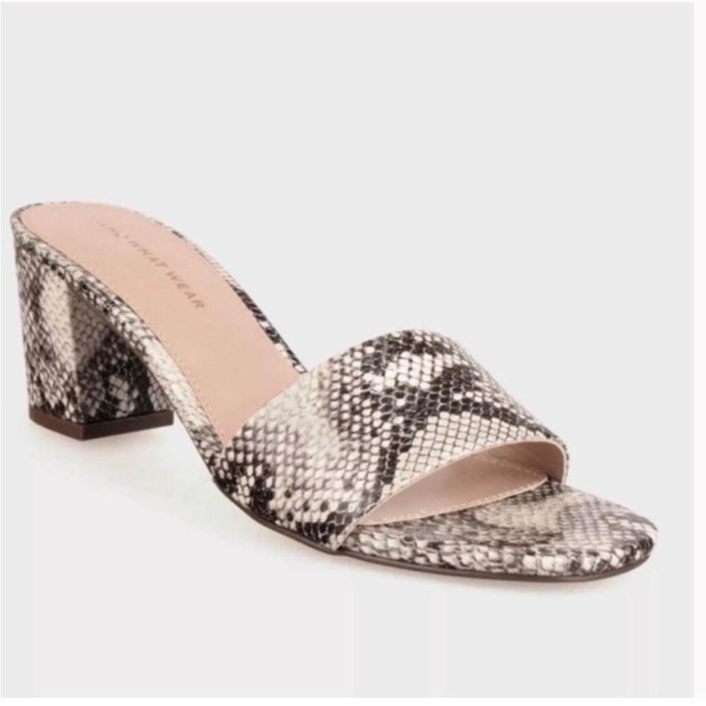 Who What Where Snakeskin Block Heel Sandal